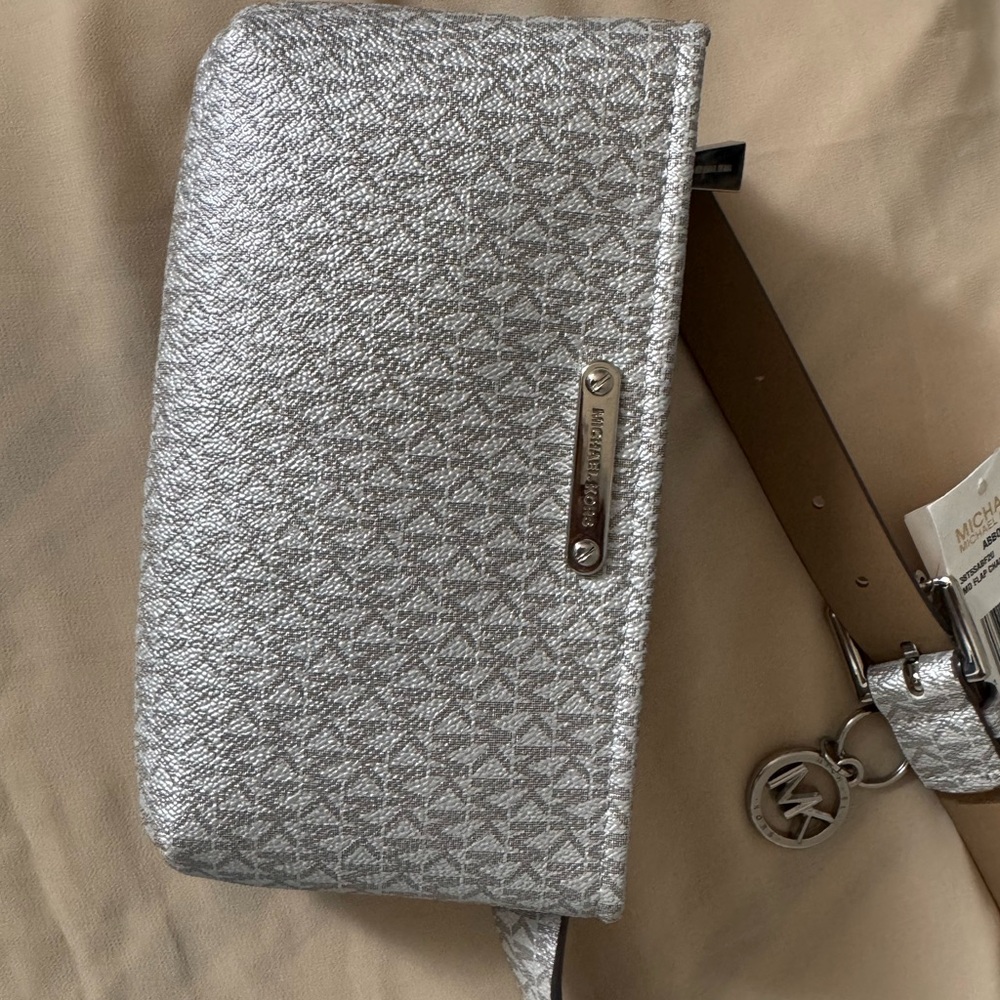 Michael Kors Metallic Silver Logo Belt Bag